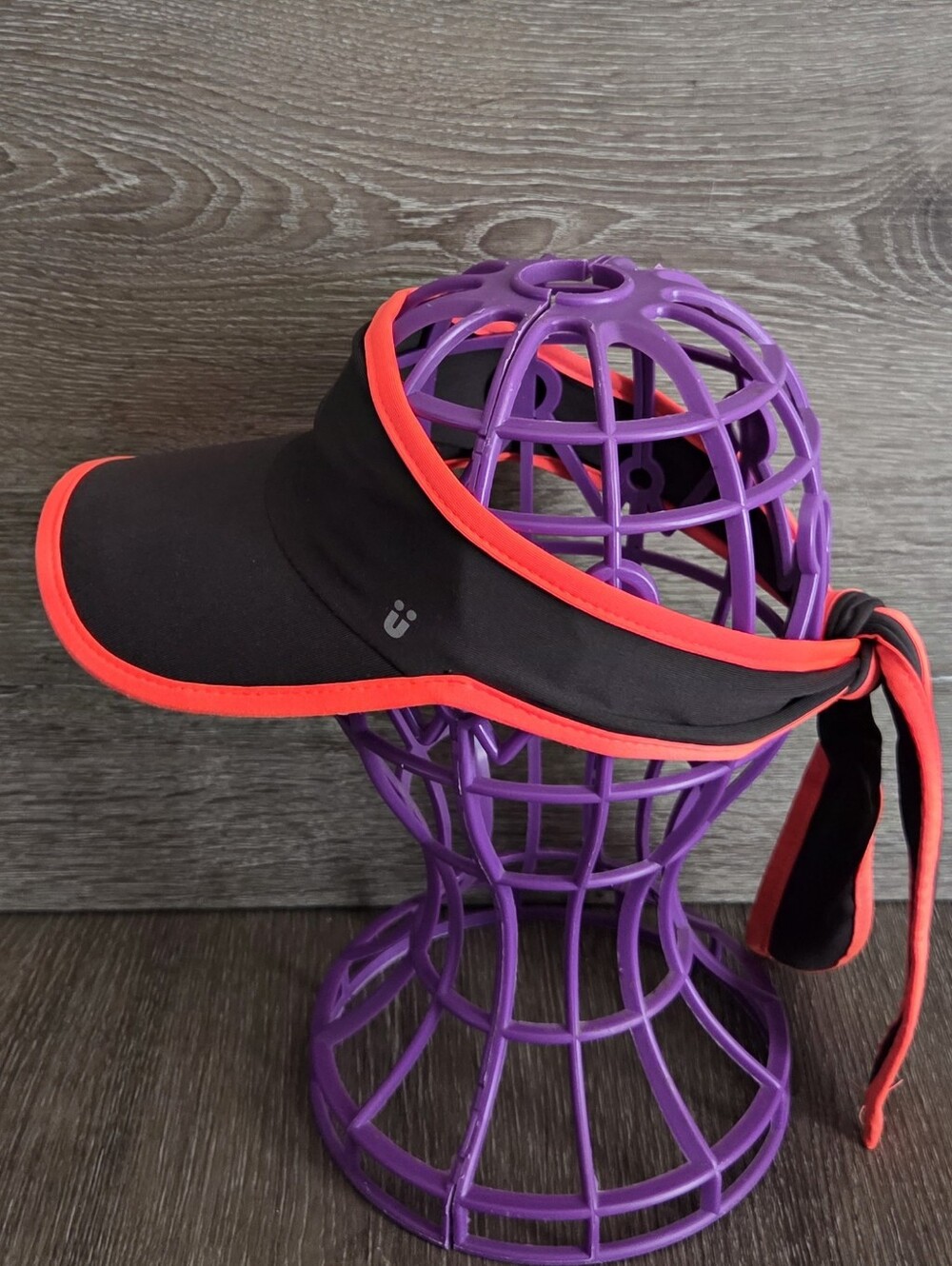 Scunci Tie Back Sporty Visor Head Wrap Black/Coral